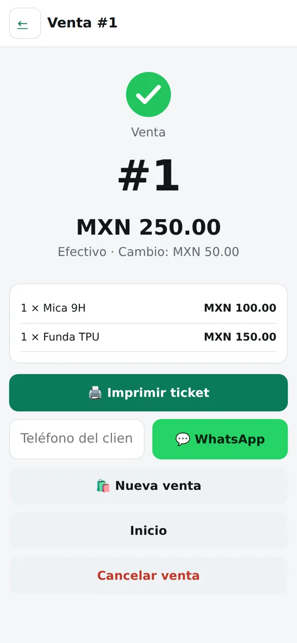 Recibo de venta
